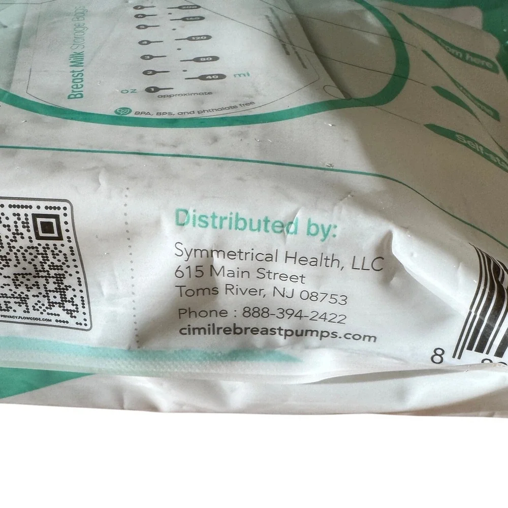 Cimilre‎ Breast Milk Storage Bags 120 BPA Free Double Zipper Leak Proof Freezer